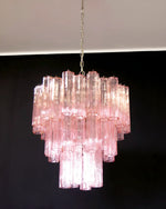 Elegant Pink Murano Glass Tube Chandelier
