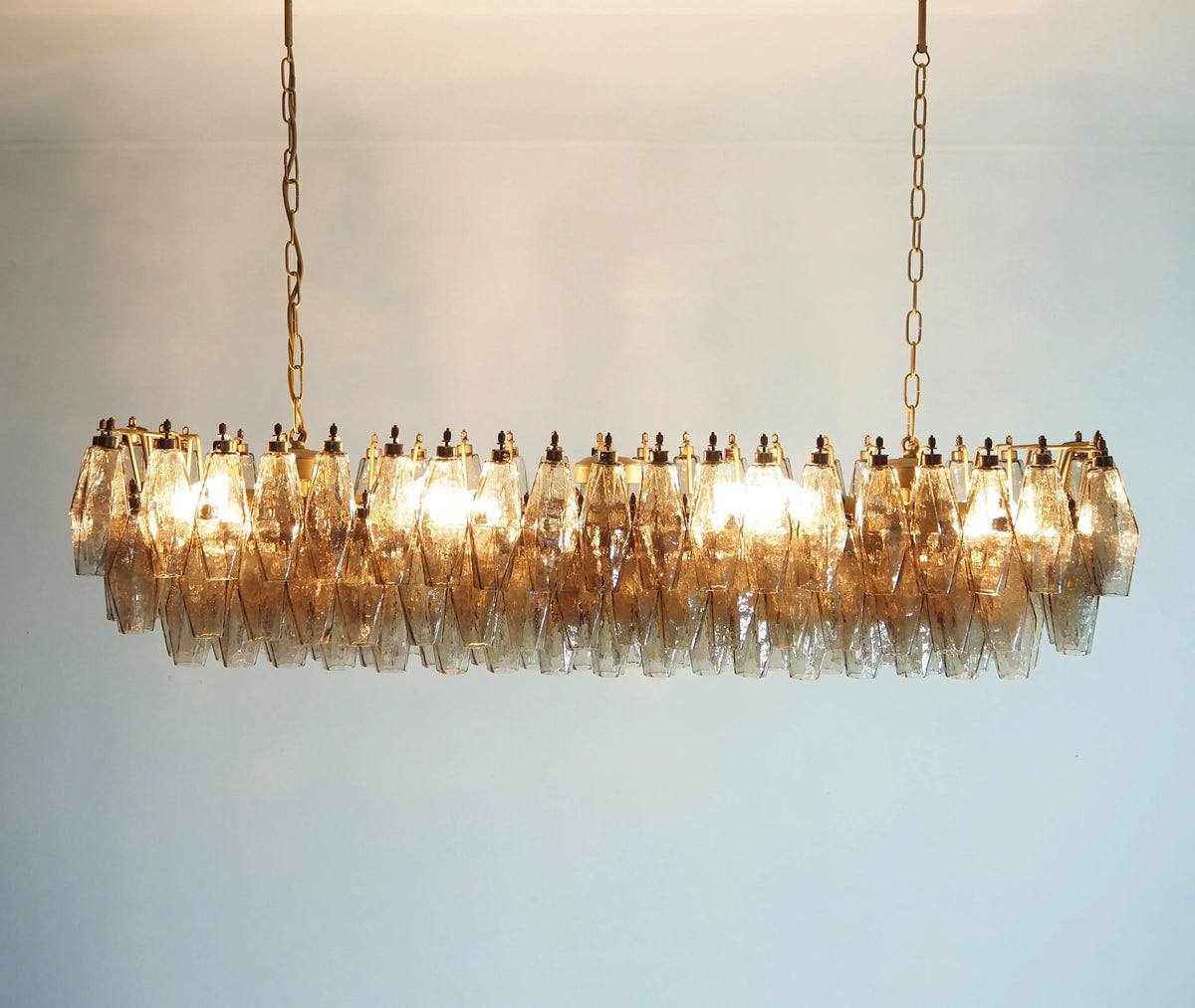 Elegant Smoked Murano Poliedri Glass Chandelier