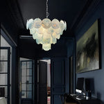 Elegant Blue Murano Iridescent Disc Chandelier