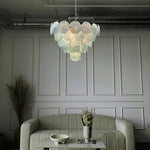 Elegant Blue Murano Iridescent Disc Chandelier