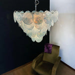 Elegant Blue Murano Iridescent Disc Chandelier
