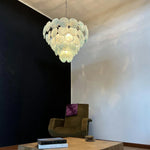 Elegant Blue Murano Iridescent Disc Chandelier