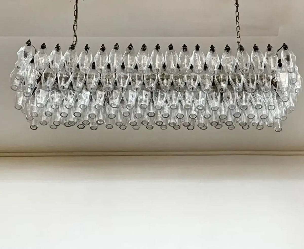 Elegant Transparent Murano Poliedri Glass Chandelier