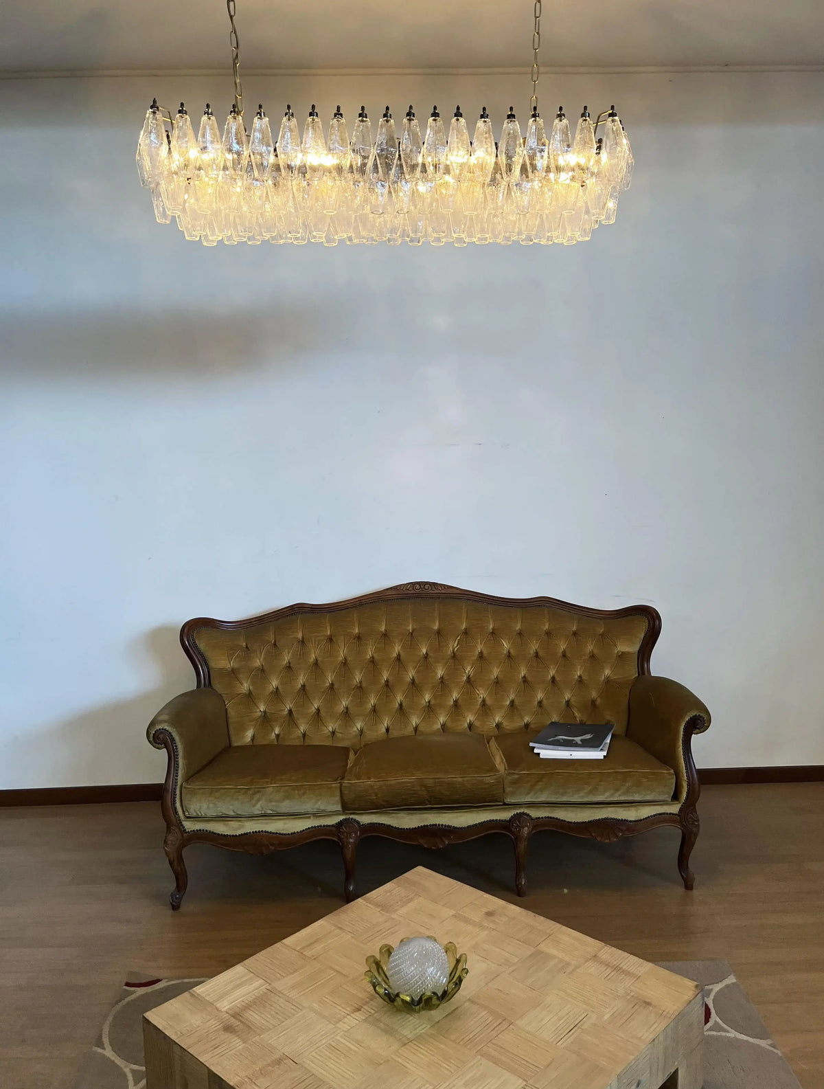 Elegant Transparent Murano Poliedri Glass Chandelier