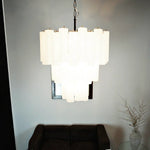 Elegant White Murano Glass Tube Chandelier