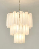Elegant White Murano Glass Tube Chandelier