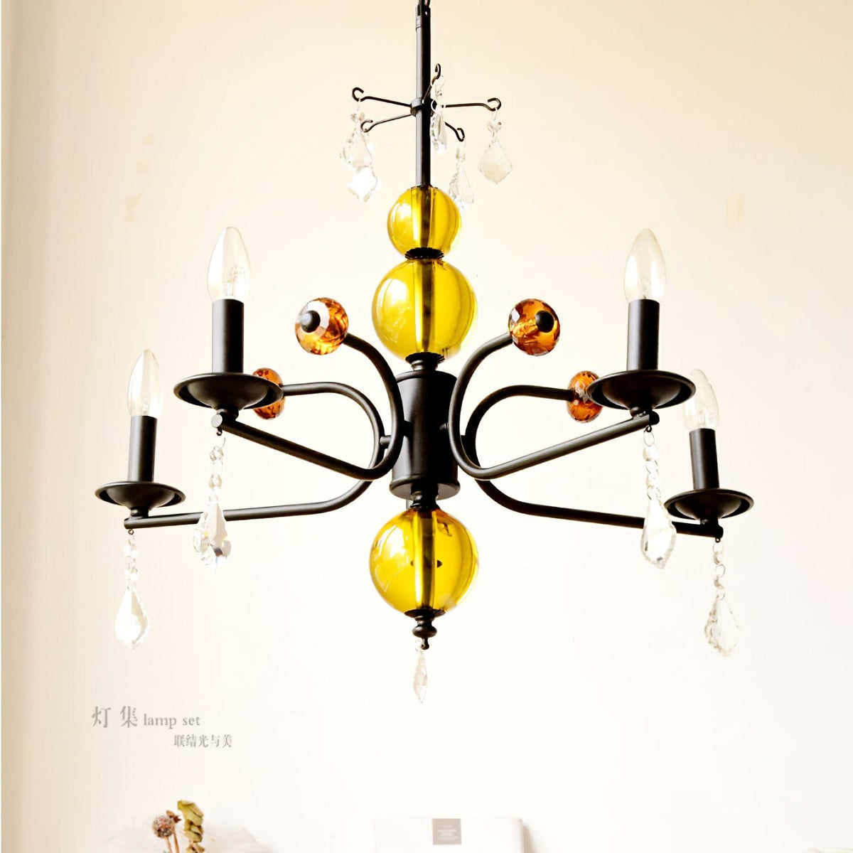 Luxury Crystal Chandelier Modern Black Tree Branch Pendant Light for Living Room Dining Room