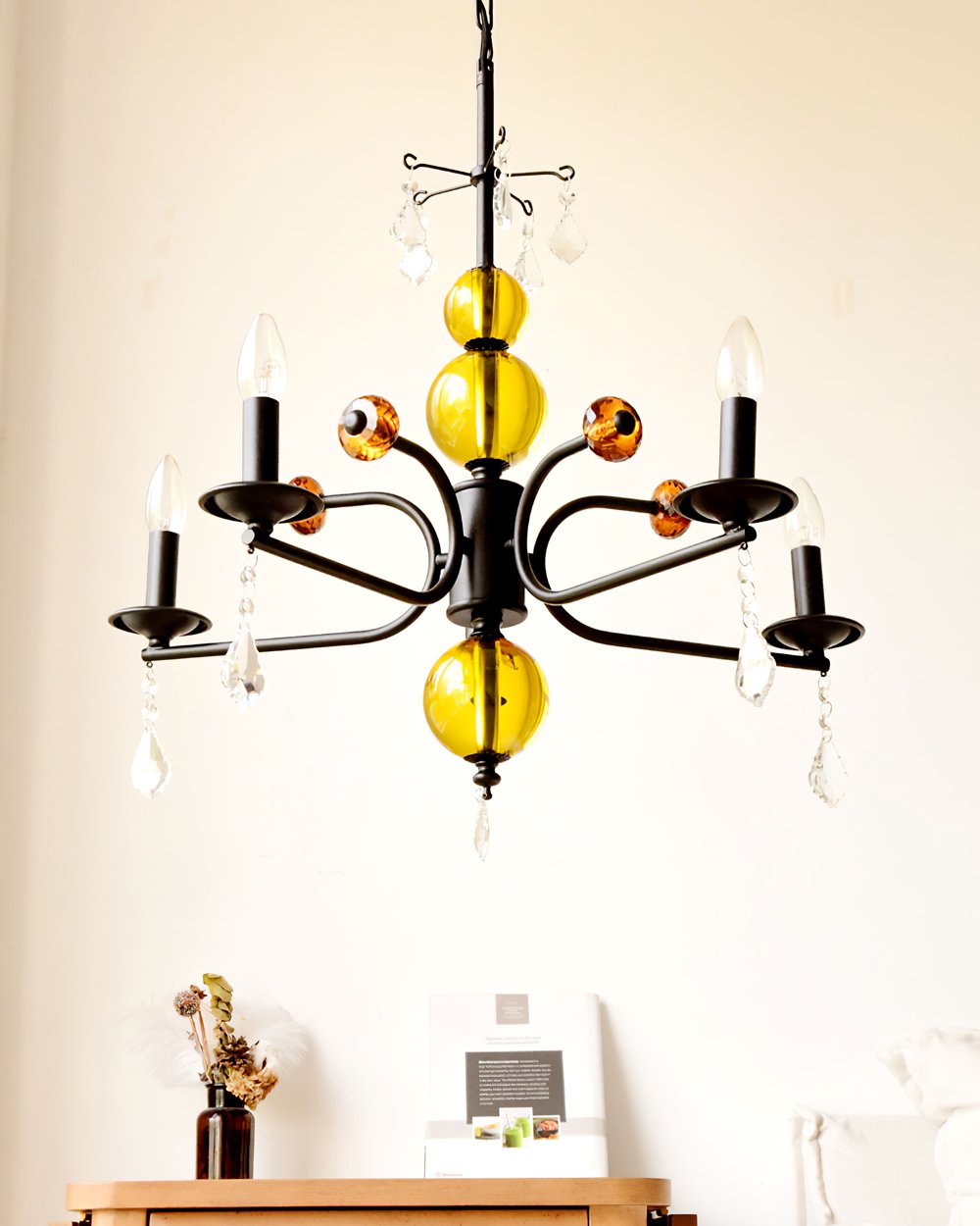 Luxury Crystal Chandelier Modern Black Tree Branch Pendant Light for Living Room Dining Room