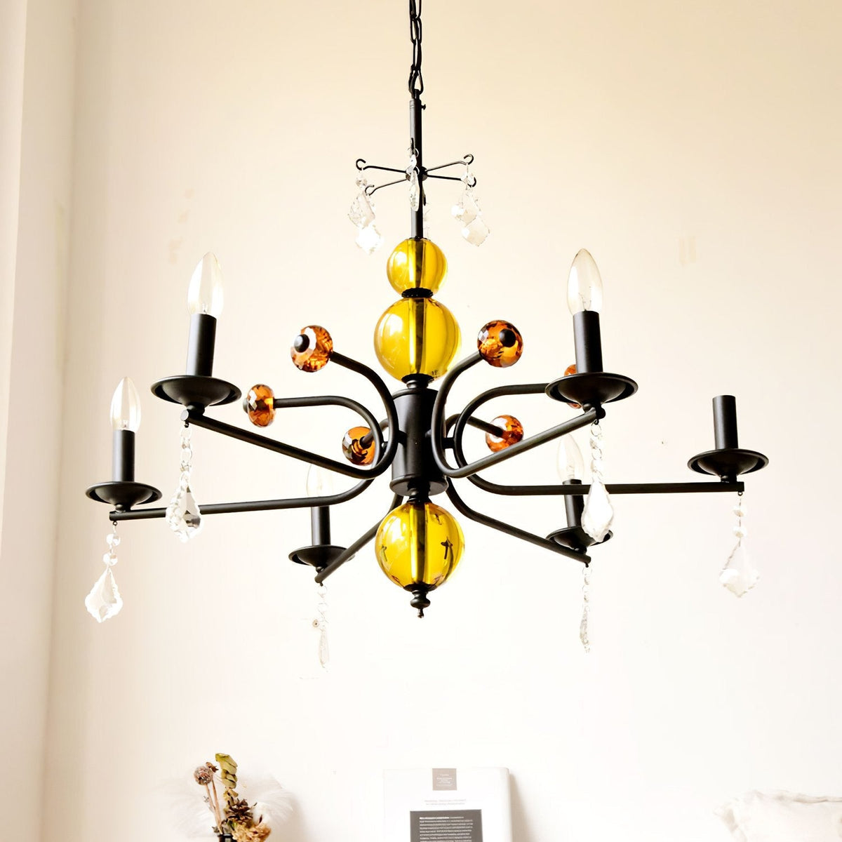 Luxury Crystal Chandelier Modern Black Tree Branch Pendant Light for Living Room Dining Room