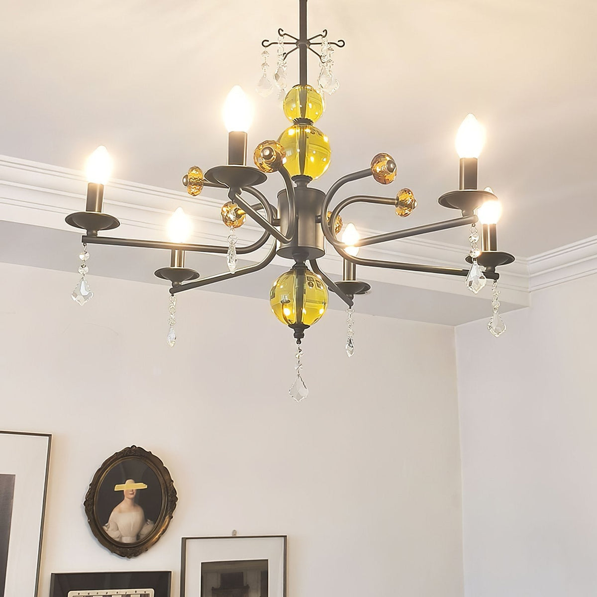 Luxury Crystal Chandelier Modern Black Tree Branch Pendant Light for Living Room Dining Room