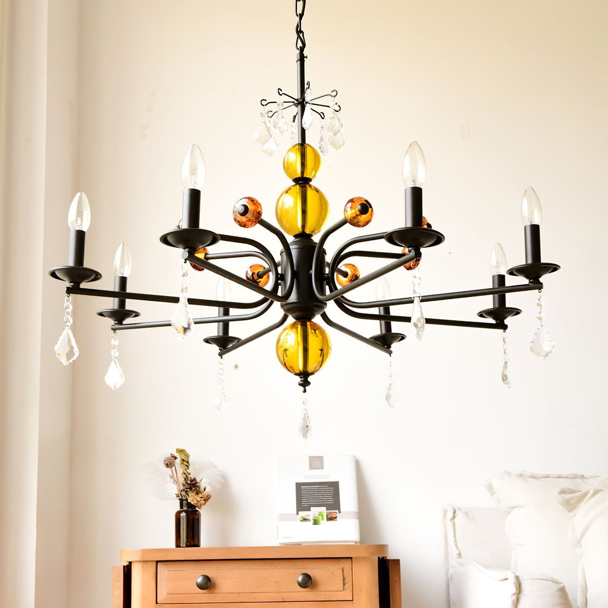 Luxury Crystal Chandelier Modern Black Tree Branch Pendant Light for Living Room Dining Room