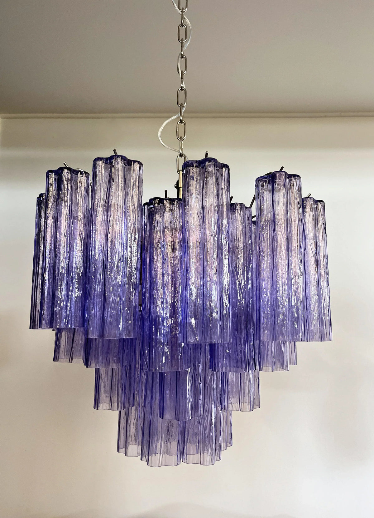 Fantastic Murano Amethyst Glass Tube Chandelier
