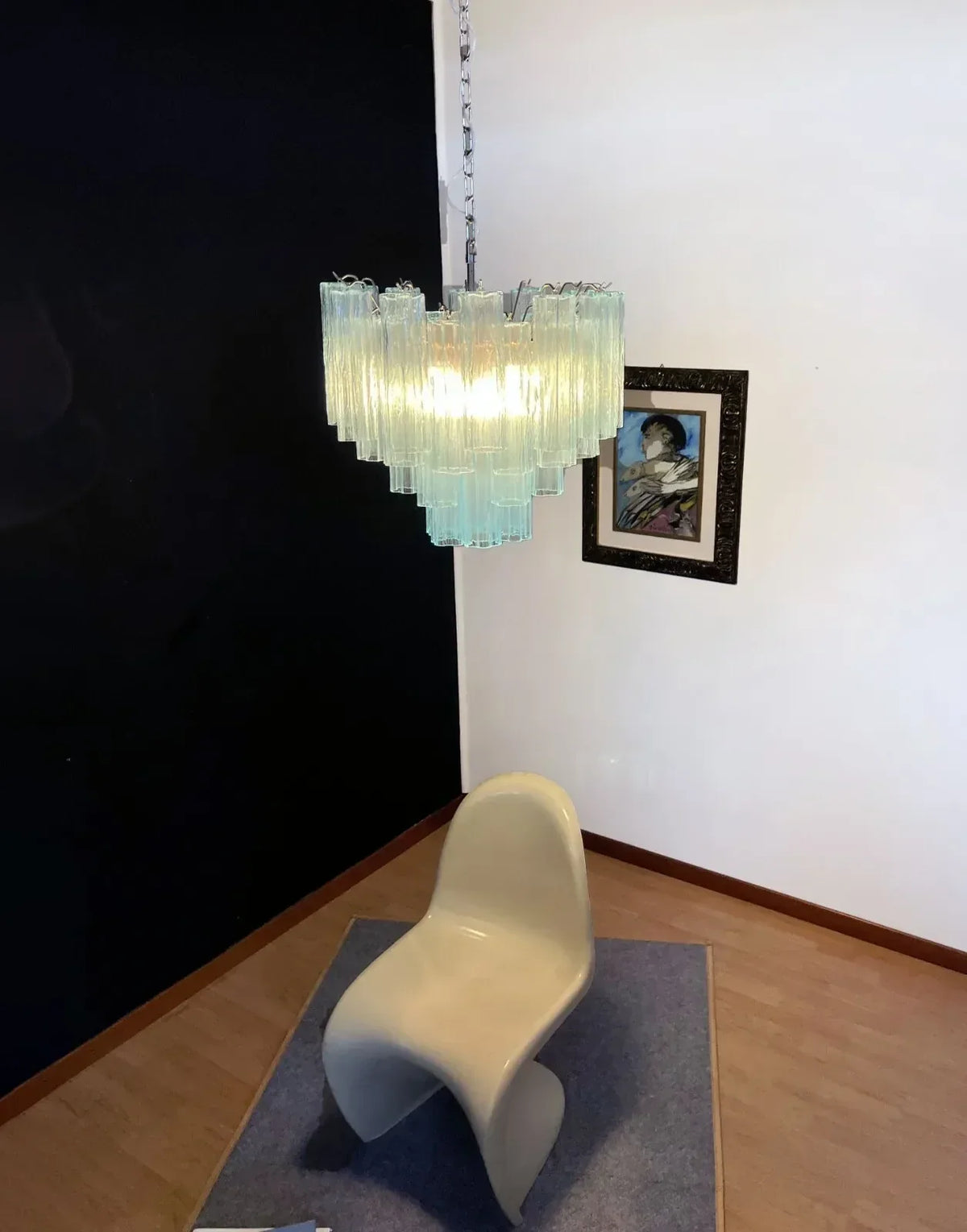 Fantastic Murano Blue Glass Tube Chandelier