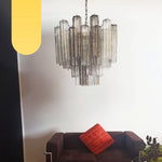 Fantastic Murano Smoked Glass Tube Chandelier
