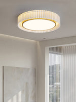 French Pastoral Ceiling Lamp – Handcrafted Fabric LED Flush Mount for Dining Room, Living Room, and Hallway