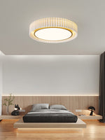 French Pastoral Ceiling Lamp – Handcrafted Fabric LED Flush Mount for Dining Room, Living Room, and Hallway