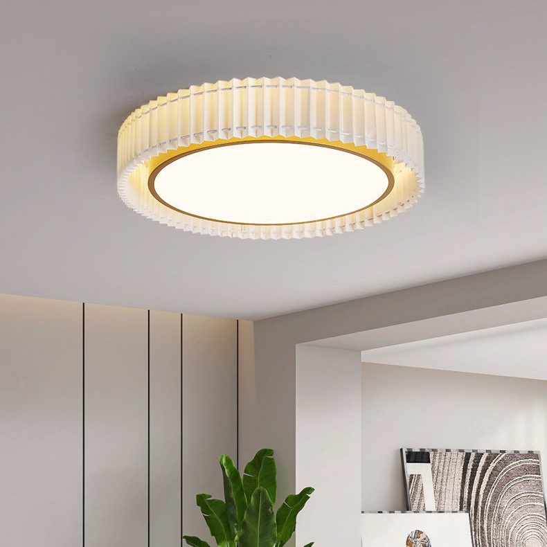 French Pastoral Ceiling Lamp – Handcrafted Fabric LED Flush Mount for Dining Room, Living Room, and Hallway