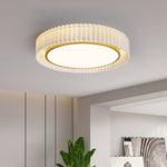 French Pastoral Ceiling Lamp – Handcrafted Fabric LED Flush Mount for Dining Room, Living Room, and Hallway