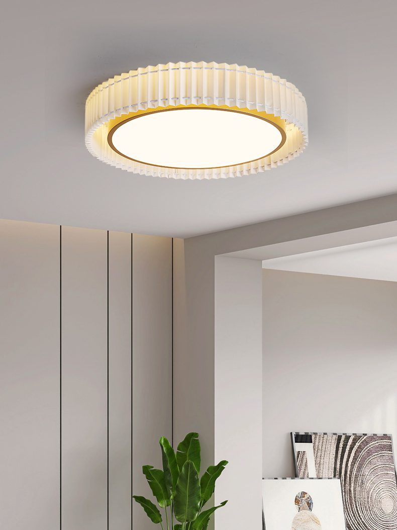 French Pastoral Ceiling Lamp – Handcrafted Fabric LED Flush Mount for Dining Room, Living Room, and Hallway
