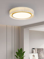 French Pastoral Ceiling Lamp – Handcrafted Fabric LED Flush Mount for Dining Room, Living Room, and Hallway