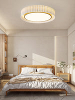 French Pastoral Ceiling Lamp – Handcrafted Fabric LED Flush Mount for Dining Room, Living Room, and Hallway