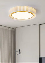 French Pastoral Ceiling Lamp – Handcrafted Fabric LED Flush Mount for Dining Room, Living Room, and Hallway