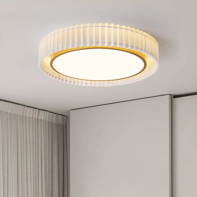 French Pastoral Ceiling Lamp – Handcrafted Fabric LED Flush Mount for Dining Room, Living Room, and Hallway