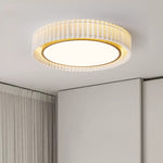 French Pastoral Ceiling Lamp – Handcrafted Fabric LED Flush Mount for Dining Room, Living Room, and Hallway