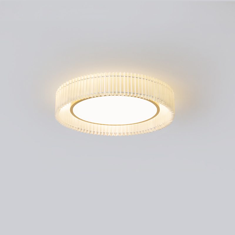 French Pastoral Ceiling Lamp – Handcrafted Fabric LED Flush Mount for Dining Room, Living Room, and Hallway