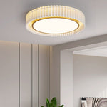 French Pastoral Ceiling Lamp – Handcrafted Fabric LED Flush Mount for Dining Room, Living Room, and Hallway