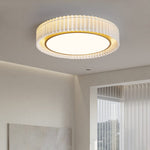 French Pastoral Ceiling Lamp – Handcrafted Fabric LED Flush Mount for Dining Room, Living Room, and Hallway