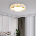 French Pastoral Ceiling Lamp – Handcrafted Fabric LED Flush Mount for Dining Room, Living Room, and Hallway