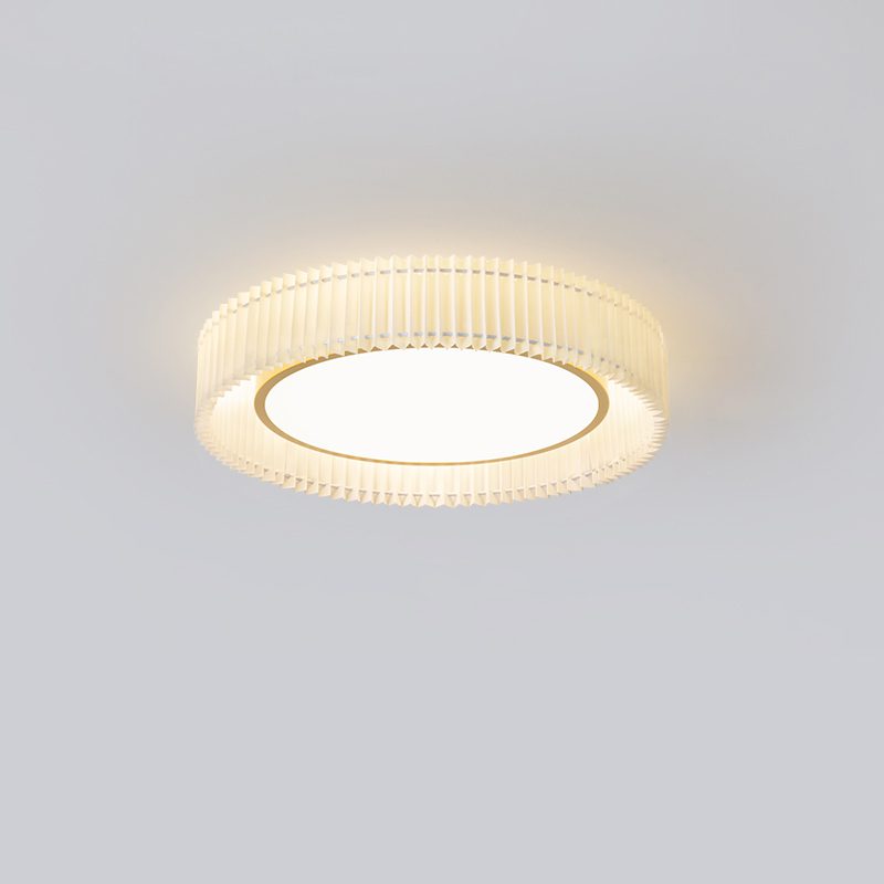 French Pastoral Ceiling Lamp – Handcrafted Fabric LED Flush Mount for Dining Room, Living Room, and Hallway
