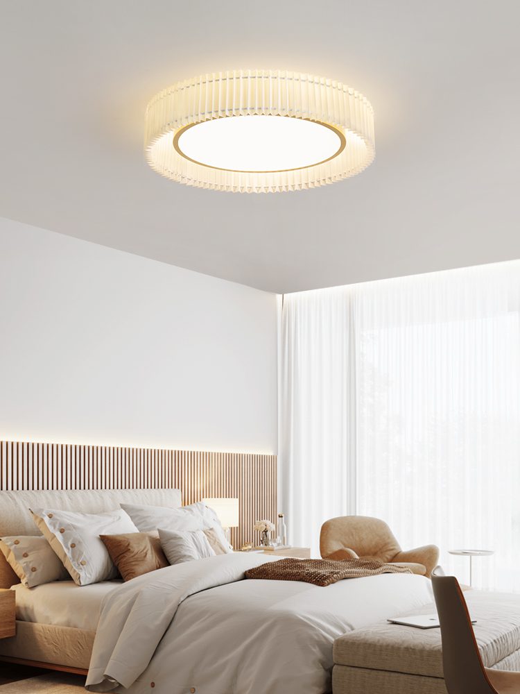 French Pastoral Ceiling Lamp – Handcrafted Fabric LED Flush Mount for Dining Room, Living Room, and Hallway
