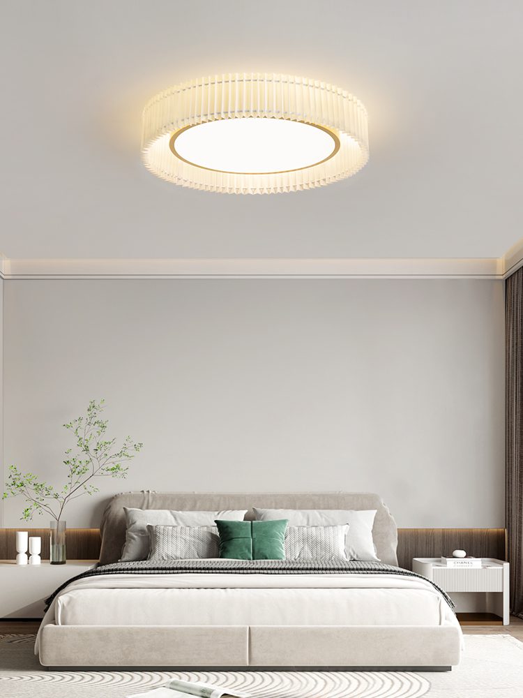 French Pastoral Ceiling Lamp – Handcrafted Fabric LED Flush Mount for Dining Room, Living Room, and Hallway
