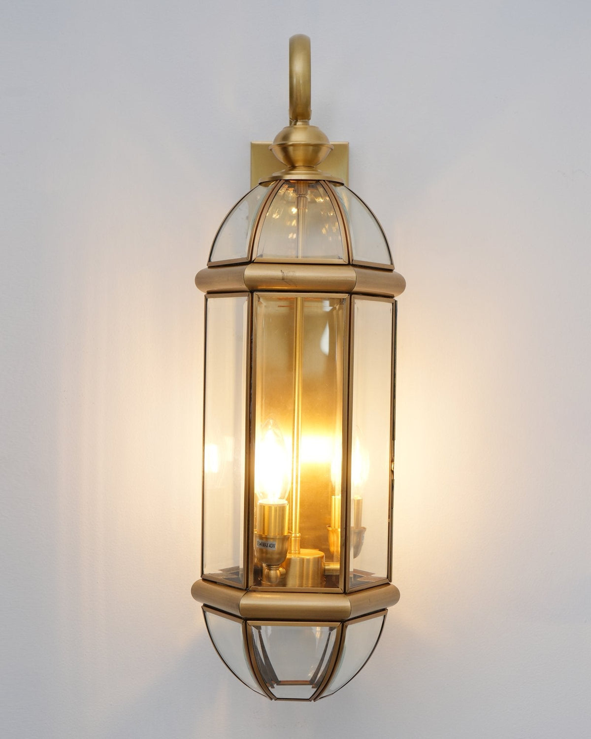 Antique Brass Outdoor Wall Light with Clear Glass - Thecargoods Lamp