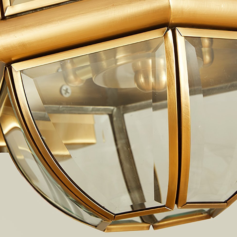 Antique Brass Outdoor Wall Light with Clear Glass - Thecargoods Lamp