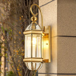 Antique Brass Outdoor Wall Light with Clear Glass - Thecargoods Lamp