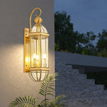 Antique Brass Outdoor Wall Light with Clear Glass - Thecargoods Lamp