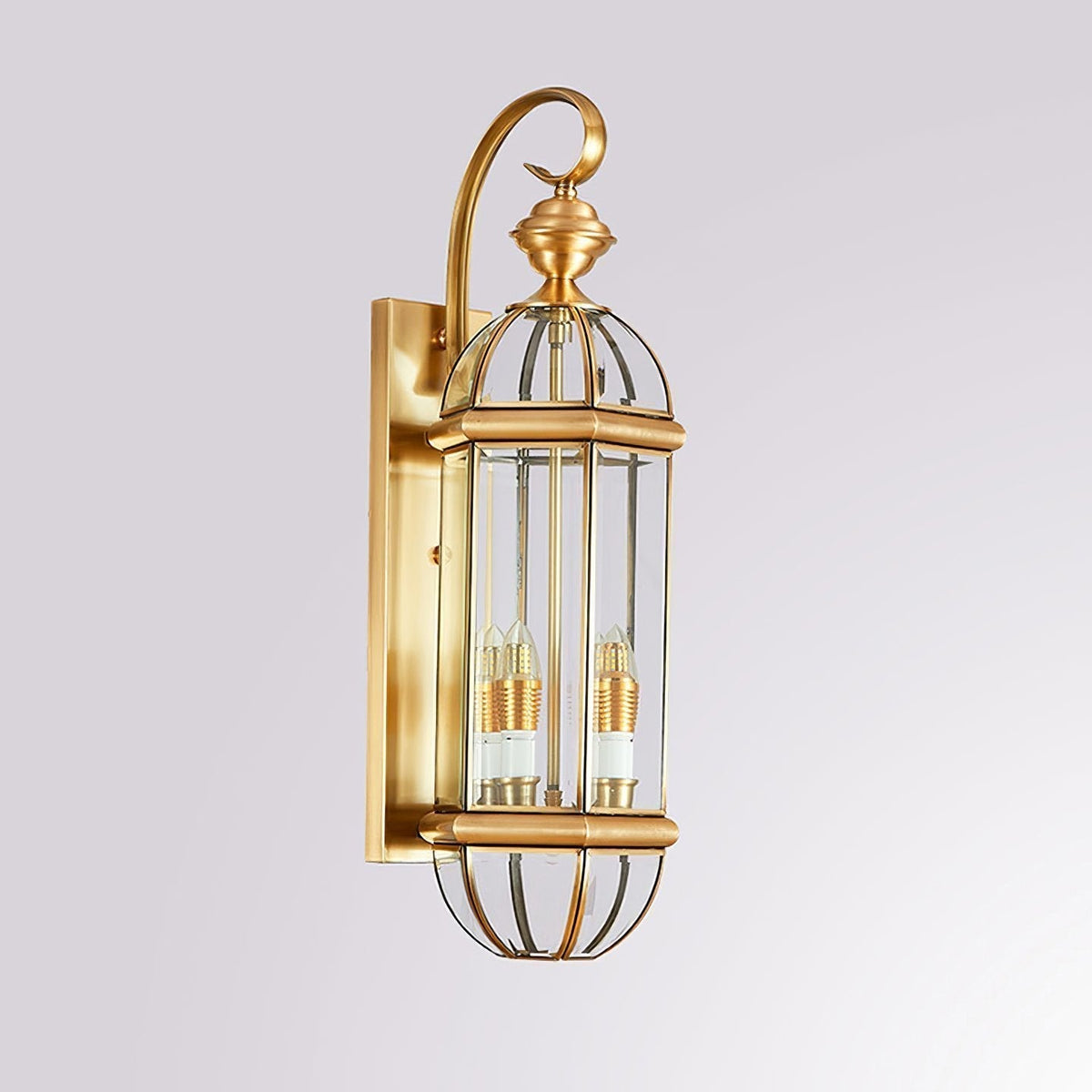 Antique Brass Outdoor Wall Light with Clear Glass - Thecargoods Lamp