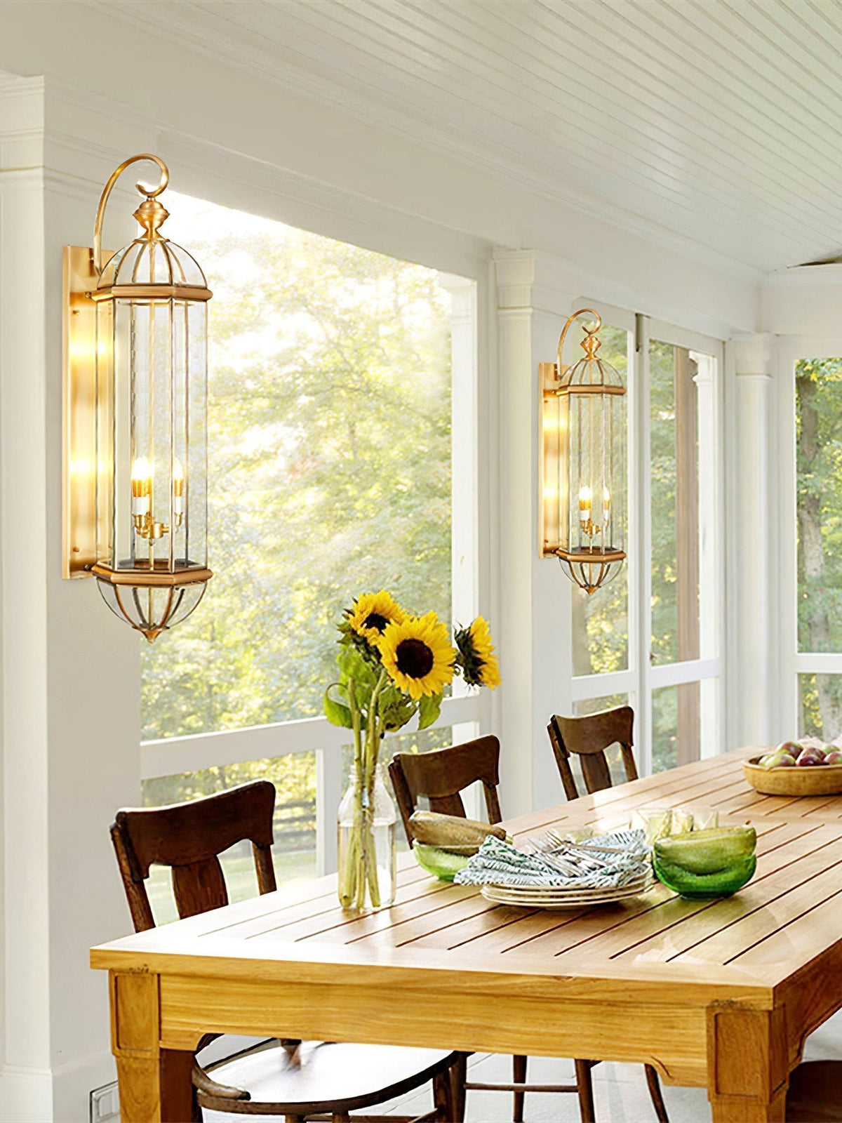 Antique Brass Outdoor Wall Light with Clear Glass - Thecargoods Lamp