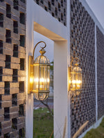 Antique Brass Outdoor Wall Light with Clear Glass - Thecargoods Lamp