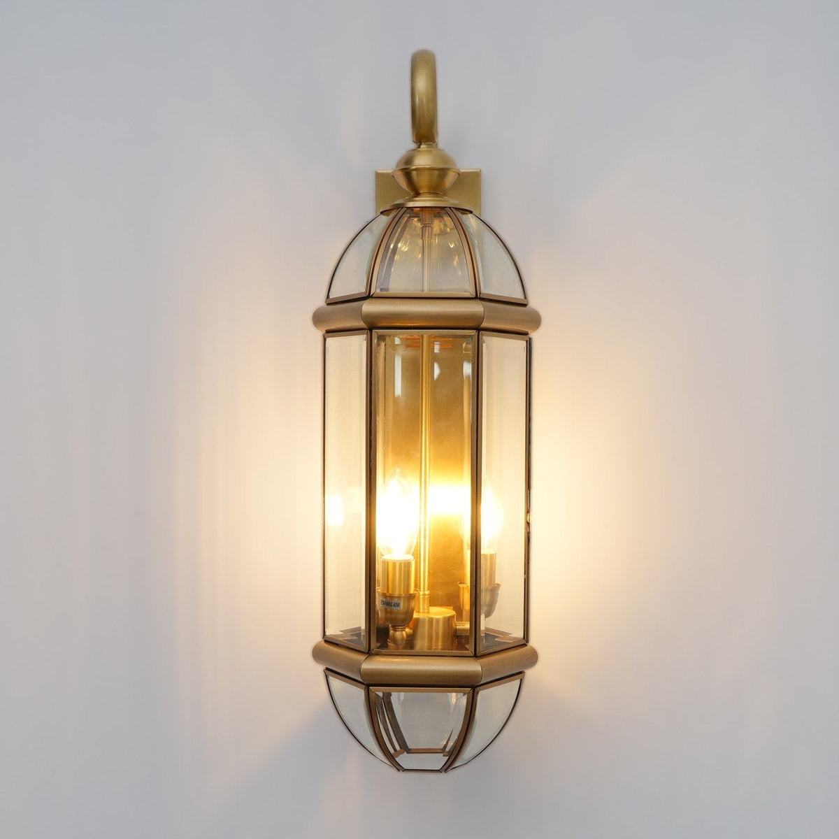Antique Brass Outdoor Wall Light with Clear Glass - Thecargoods Lamp