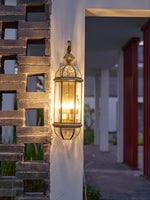 Antique Brass Outdoor Wall Light with Clear Glass - Thecargoods Lamp