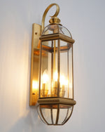 Antique Brass Outdoor Wall Light with Clear Glass - Thecargoods Lamp