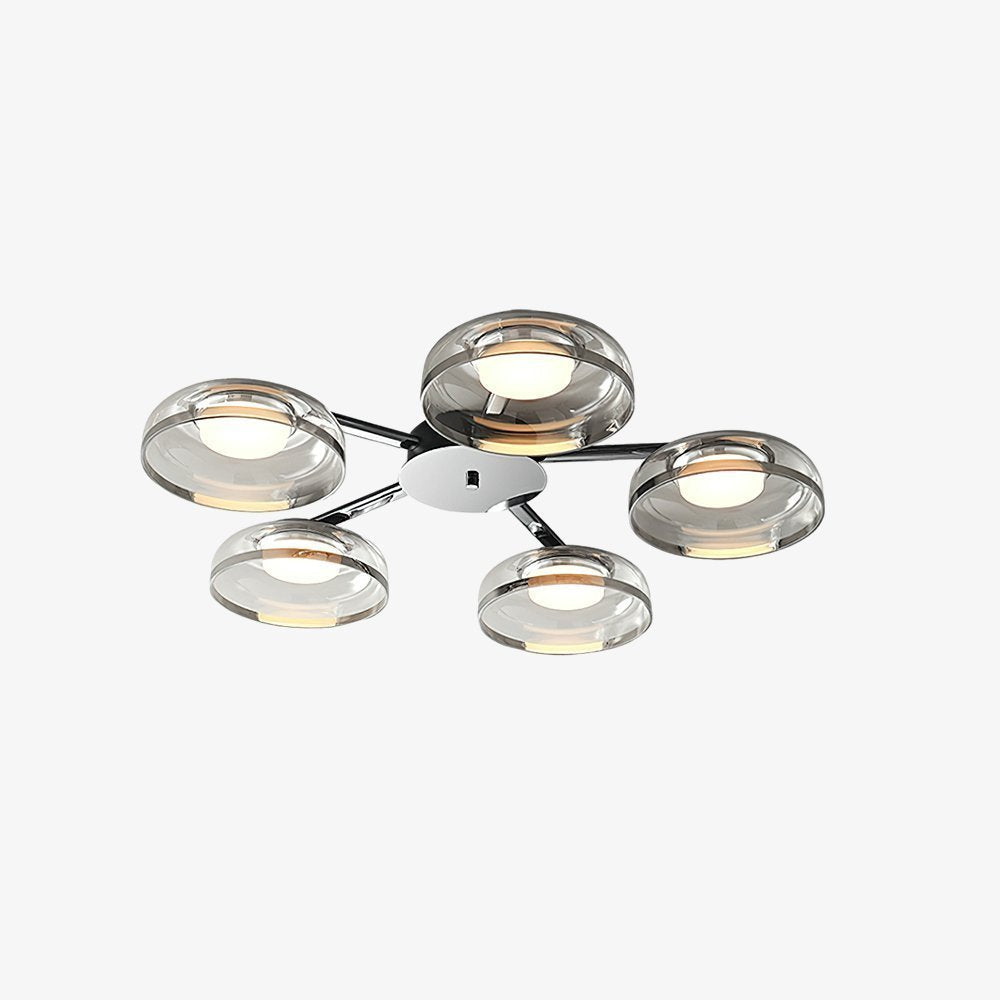 Modern Glass Round Bowl Ceiling Light Luxury Flush Mount for Living Room Bedroom