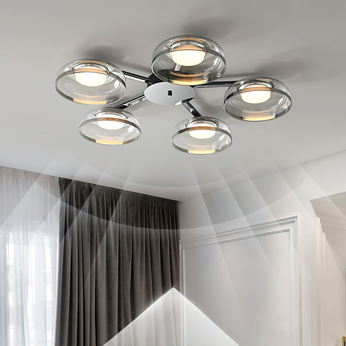 Modern Glass Round Bowl Ceiling Light Luxury Flush Mount for Living Room Bedroom