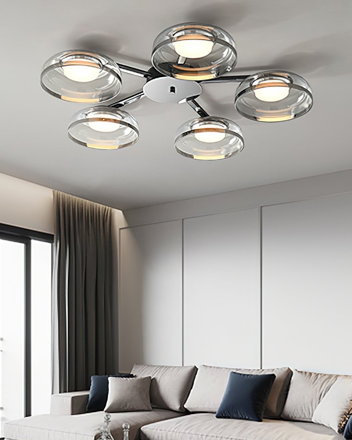 Modern Glass Round Bowl Ceiling Light Luxury Flush Mount for Living Room Bedroom
