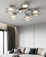 Modern Glass Round Bowl Ceiling Light Luxury Flush Mount for Living Room Bedroom