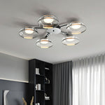 Modern Glass Round Bowl Ceiling Light Luxury Flush Mount for Living Room Bedroom